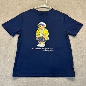 Ralph Lauren Polo Bear T Shirt Boys Large (14-16) Short Sleeve Navy Blue Sailing